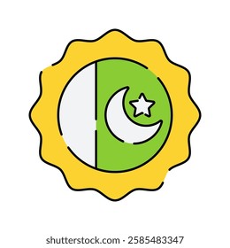 Pakistan Badge. A circular badge with the national flag, symbolizing patriotism and national pride.