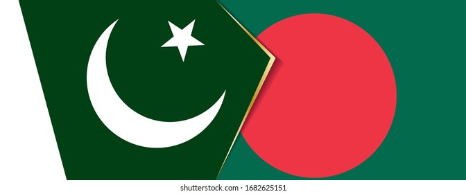 Pakistan and Bangladesh flags, two vector flags symbol of relationship or confrontation.