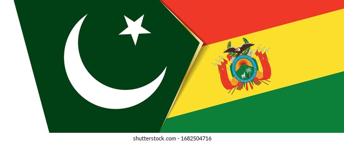 Pakistan and Bolivia flags, two vector flags symbol of relationship or confrontation.