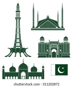 Pakistan buildings logo. Abstract Pakistan buildings on white background