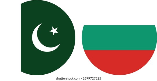 Pakistán y Bulgaria Vector de bandera circular e ilustración con fondo transparente 