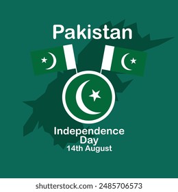 Pakistan celebration of independence day 14 August wishing card design