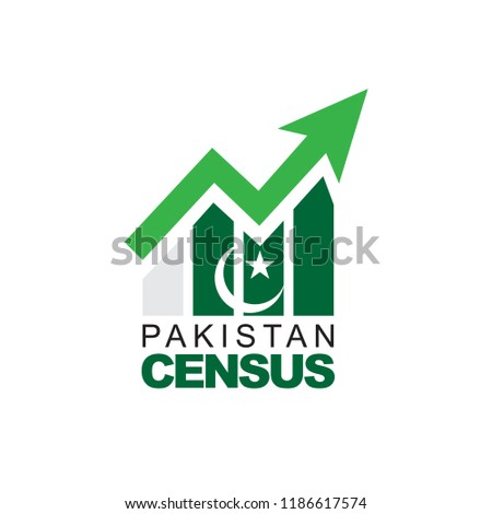 Pakistan Census with Growth Arrow Color Symbol Vector Creative Logo
