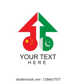 Pakistan China CPEC Growth Arrow Upside - Color Symbol Vector Creative Logo