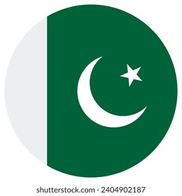 Pakistan circle flag. Button flag icon. Standard color. Circle icon flag. Computer illustration. Digital illustration. Vector illustration.