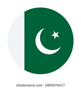 Pakistan circle flag. Button flag icon. Standard color. Circle icon flag. Computer illustration. Digital illustration. Vector illustration.