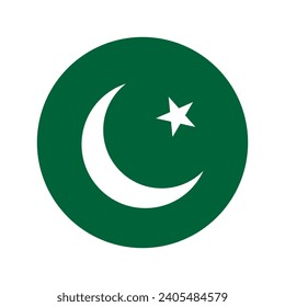 Bandera circular de Pakistán. Icono de indicador de botón. Color estándar. Indicador de icono de círculo. Ilustración del equipo. Ilustración digital. Ilustración vectorial.