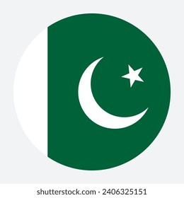 Pakistan circle flag. Button flag icon. Standard color. Circle icon flag. Computer illustration. Digital illustration. Vector illustration.