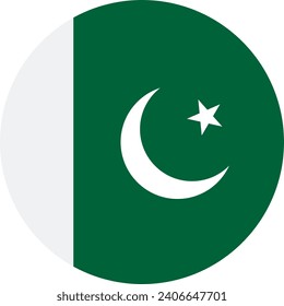 Pakistan circle flag. Button flag icon. Standard color. Circle icon flag. Computer illustration. Digital illustration. Vector illustration.