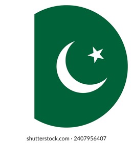 Pakistan circle flag. Button flag icon. Standard color. Circle icon flag. Computer illustration. Digital illustration. Vector illustration.