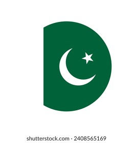 Pakistan circle flag. Button flag icon. Standard color. Circle icon flag. Computer illustration. Digital illustration. Vector illustration.