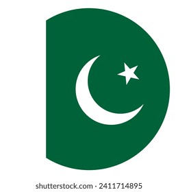 Pakistan circle flag. Button flag icon. Standard color. Circle icon flag. Computer illustration. Digital illustration. Vector illustration.