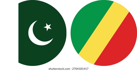 Vetor de bandeira circular do Paquistão e do Congo com fundo transparente 