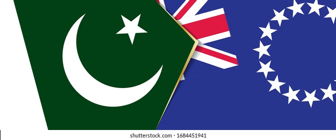 Banderas de Pakistán y las Islas Cook, dos banderas vectoriales símbolo de relación o enfrentamiento.