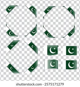 Pakistan corner national flag with shadow