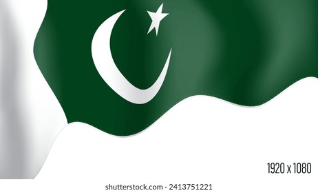 Pakistan country flag realistic independence day background. Pakistani commonwealth banner in motion waving, fluttering in wind. Festive patriotic HD format template for independence day