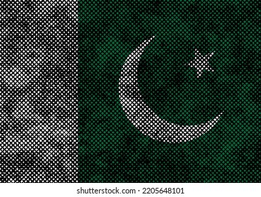 Pakistan country flag with rough textured, vector illustration