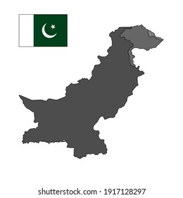 Pakistan country grey vector map on isolated white background for travel, middle east, and geography concepts.