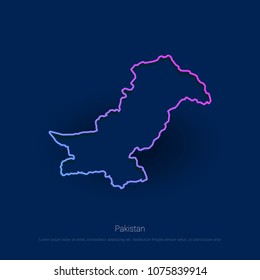 Pakistan Country Map Blue Presentaion Background