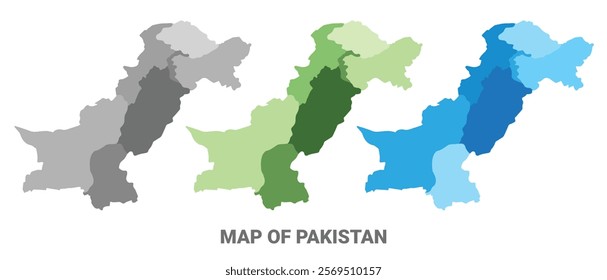 Pakistan country map in different colors