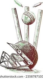 Pakistan Cricket championship league concept, cricket bat, ball, stump, helmet with winning cup trophy, Pakistan Cricket Game