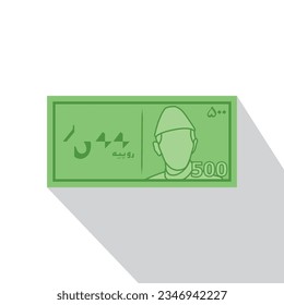 Pakistan currency money flat style 500 rupees note vector illustration
