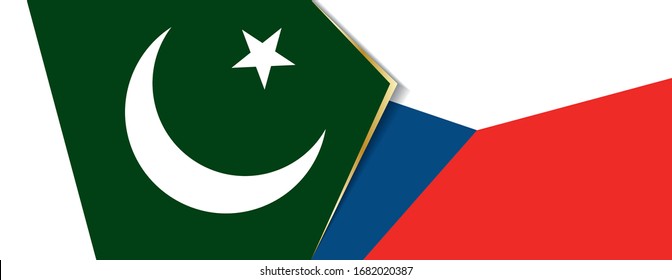 Pakistan und die Tschechische Republik Flaggen, zwei Vektorillustrationen Flaggen Symbol für Beziehung oder Konfrontation.