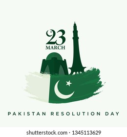 Pakistan Day. 23rd March.  Logo. Vector illustration. Resolution Day. Tower Building.