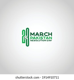 Pakistan Day. 23rd March. Logo. Urdu Arabic Text Translation: Pakistan; The Day of Pakistan. Vector