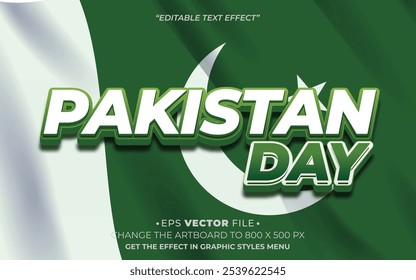 Pakistan day 3d text effect editable vector