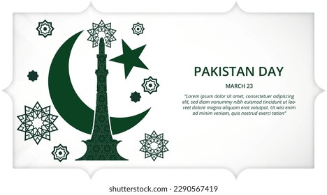 Pakistan day background with mandala decoration and cutting paper style