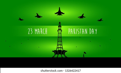 PAKISTAN DAY, Minar-e-Pakistan, One of the most Famous Landmark of Pakistan located in the city of Lahore, Pakistan - Vector