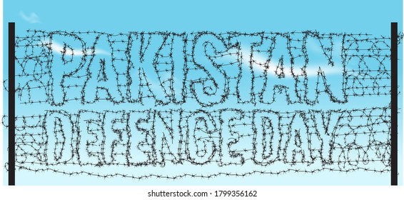 Pakistan Defence day barb wire vector illustration