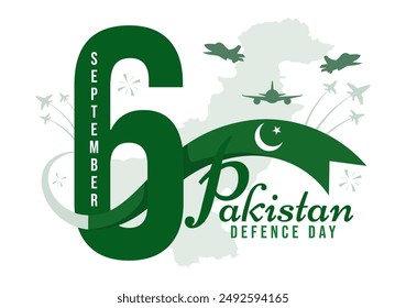 Pakistan Defence Day Vector Illustration on 6th September featuring Waving Flag, Jets, Army, Building, and tanks in a Flat Style Cartoon Background