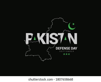 Pakistan Defense Day celebrate on 6th of September on black background with pakistani map.