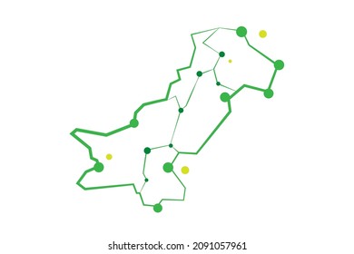 Ilustración del vector del mapa de estilo digital de Pakistán - Verde