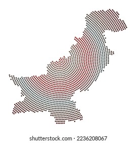 Mapa de puntos de Pakistán. Forma de estilo digital de Pakistán. Icono tecnológico del país con puntos degradados. Potente ilustración vectorial.
