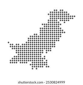 Pakistan - Dotted Map. Map formed by Dots. Vector Illustration