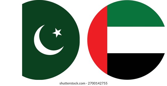 Pakistán y Dubai Vector de bandera circular e ilustración con fondo transparente 