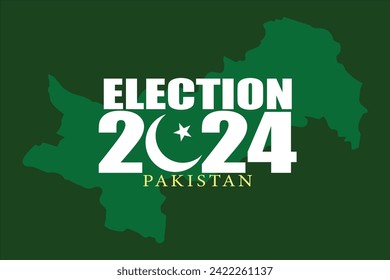 "Pakistan Election 2024" design. Elections Campaign design with Pakistan map. Elections concept vector illustration on a green background. Ideal for use in campaign posters and banners. EPS Format.