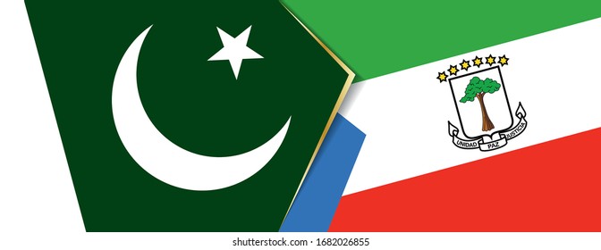 Banderas de Pakistán y Guinea Ecuatorial, dos banderas vectoriales símbolo de relación o enfrentamiento.