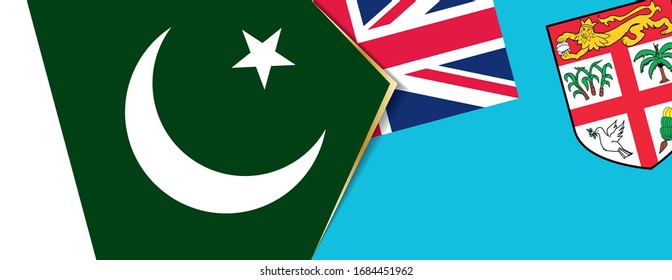Pakistán y Fiji banderas, dos vectores símbolo de relación o confrontación.