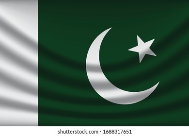 Pakistan flag background with cloth texture. Pakistan Flag vector illustration eps10. - Vector