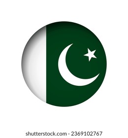 Pakistan flag - behind the cut circle paper hole with inner shadow.