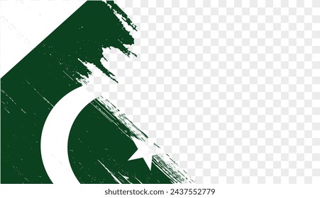 Pakistan flag with brush paint textured isolated  on png or transparent background. vector illustration