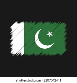 Pakistan Flag Brush Strokes Painted