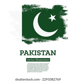 Pakistan Flagge mit Pinselstrichen. Vektorgrafik. Unabhängigkeitstag.