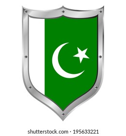 Pakistan flag button on a white background. Vector illustration.