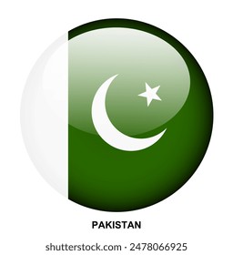 PAKISTAN flag button on white background