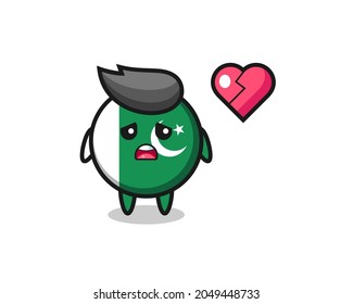 pakistan flag cartoon illustration is broken heart , cute design